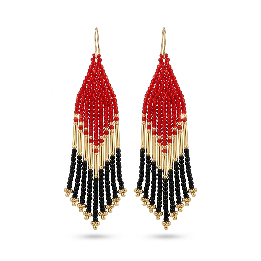Boucles d'oreilles franges rouge
